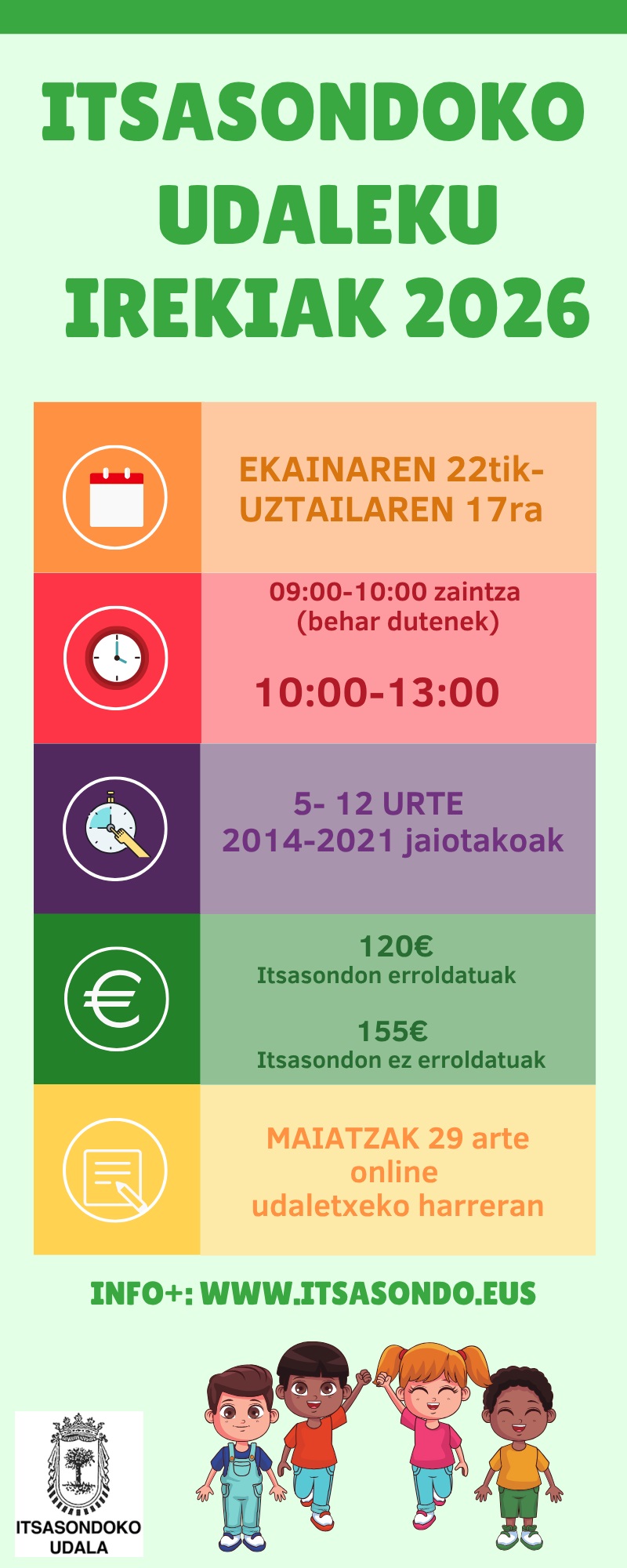  Udalekuetan izena ematea irekita